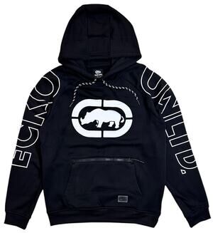 Ecko Unltd Men's Zip Kangaroo Pocket Fleece Hoodie in Black